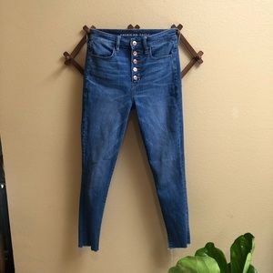 American Eagle button fly jeans w/ raw edge ankle
